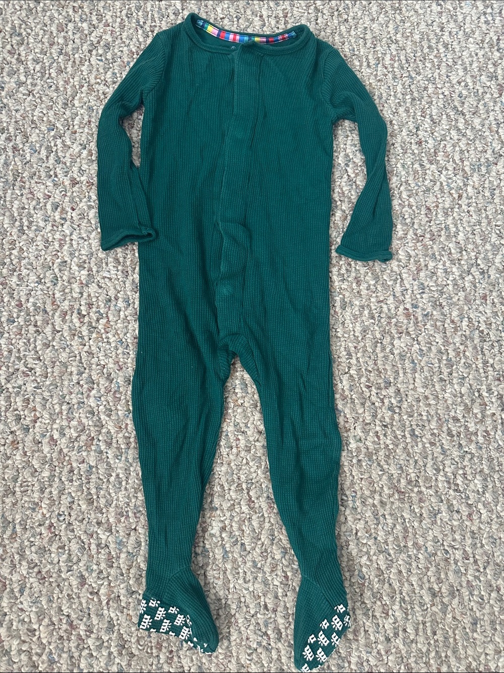 Magnetic Me Forest Green Waffle-Knit Footed One-Piece